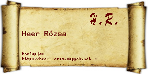 Heer Rózsa névjegykártya